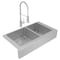 Elkay 18 Gauge SS 35-7/8" x 20-1/4" x 9" 60/40 Dbl Bowl Farmhouse Sink and Faucet Kit w/ Bottom Grid and Drain ECTRUF32179RFBC - alternate 2